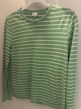 Kule Women’s Green Striped Long-Sleeve Tee